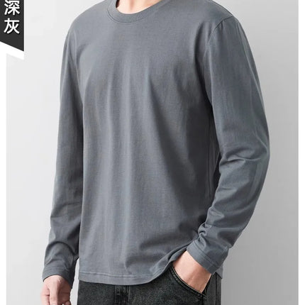 Fast Delivery T-Shirts Men Long Sleeves Tee Tops Male Autumn Plain Cotton T-shirts Plus Size 4XL 5XL Undershirts Man Clothing