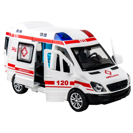1:32 Mini Car Model Diecast Gifts Ambulance Fire-Truck Policecar Model Sound And Light Vehicle Simulation Collection Toys