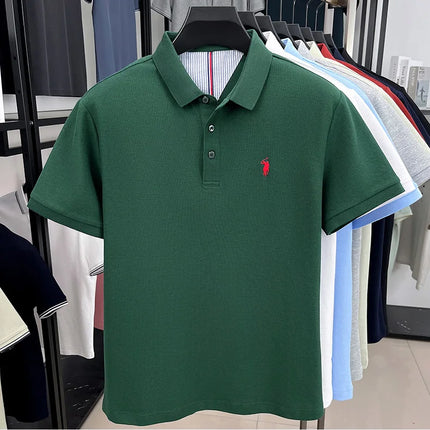 100% pure cotton high-end brand men's short sleeve polo shirt, summer fashion, original pony embroidery, golf polo, casual T-shirt