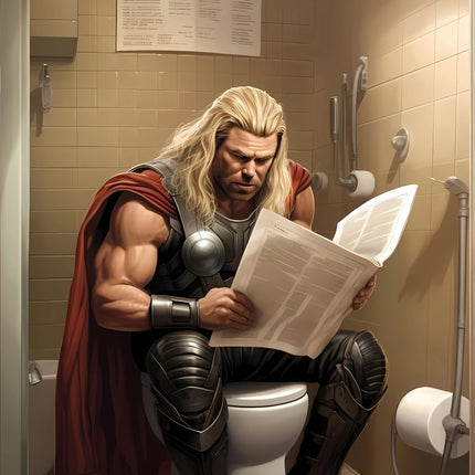 Pop Comic Cartoon Funny Spider-Man Superhero Reading Newspaper Canvas Wall Art Poster, Modern Bathroom Home Room Decor Painting