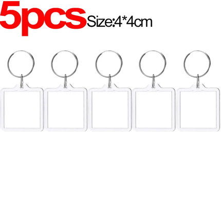 1/20Pcs Blank Acrylic Picture Keychain DIY Clear Insert Photo Split Key Ring Frame Key Chains Couple Anniversary Graduation Gift