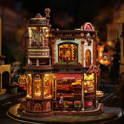 ROKR Dream Coffee Factory 3D Wooden Puzzles Wooden Music Box Christmas Wooden Model Kits Build Best Gifts for Kids Adults EAB02