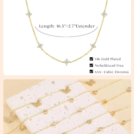 Silver/14K Gold Plated Cubic Zirconia Necklaces for Women Hypoallergenic Necklace Choker Necklace Christmas Gift For Women