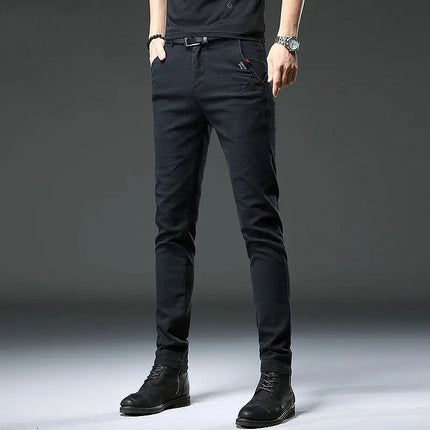 Autumn Winter Korean Harajuku Trousers All Match Vintage Jeans Men Casual Trend Solid Pockets Straight Leg Pant New Male Clothes