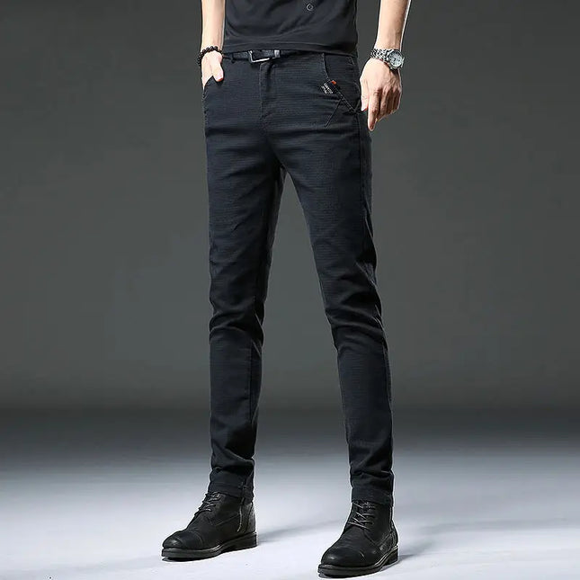 Autumn Winter Korean Harajuku Trousers All Match Vintage Jeans Men Casual Trend Solid Pockets Straight Leg Pant New Male Clothes