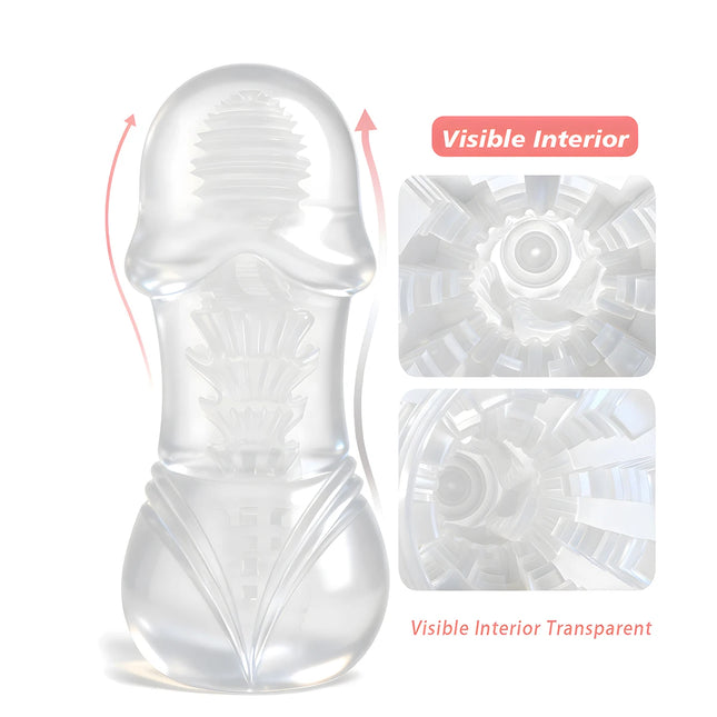 13cm Male Masturbator Transparent Jelly Artificial Vagina Real Pussy for Men Penis Exerciser Cock Enlarger Suck Sex Toys Erotic