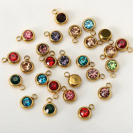 20pcs/lot 6mm Crystal Stainless Steel Rhinestone Charms Birthstone Pendants for Jewelry Making DIY Necklace Bracelet Accessories