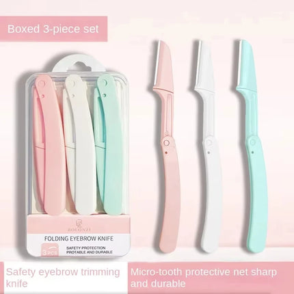 1/3-Piece Folding Facial Shaver, Facial Eyebrow Trimmer, Eyebrow Razor, Anti-Scratch Razor, Makeup Tools, Unisex Facial Razor