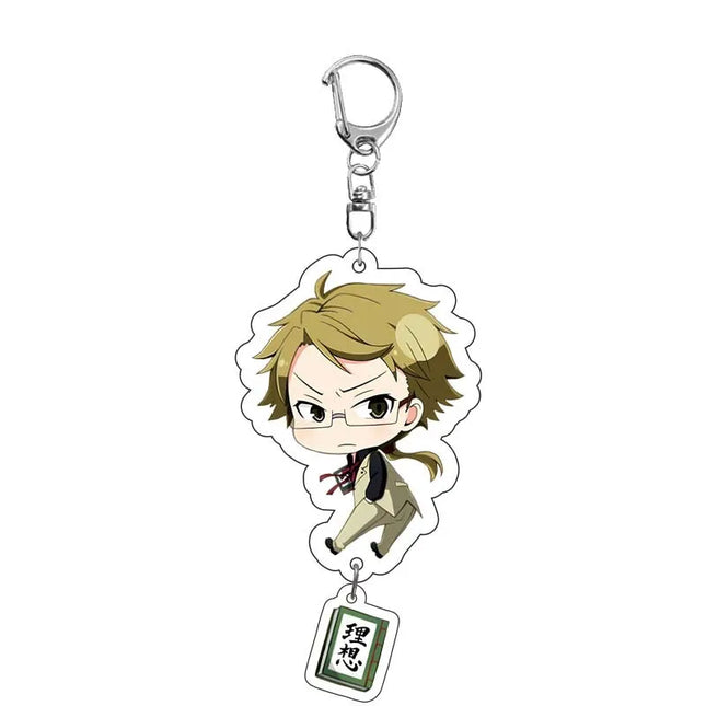 Cute Anime Figure Dazai Osamu Kunikida Doppo Edogawa Rampo Nakajima Atsushi Key Ring Fashion Acrylic Key Chain Plate Fans Gift