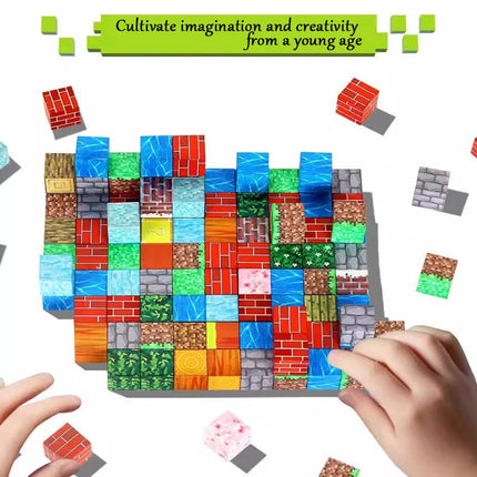 Magnetic Building Blocks Mine World Magnet Cube Set for Boy Girl Kid Age 3+ DIY Model Children Stem STEM Sensory Toy Gift