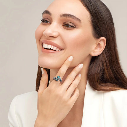 Vintage 925 Sterling Silver 6*8mm Turquoise Flowe Ring Rings Adjustable for Women jeweley Bohemia Fashion Party Silver Rings