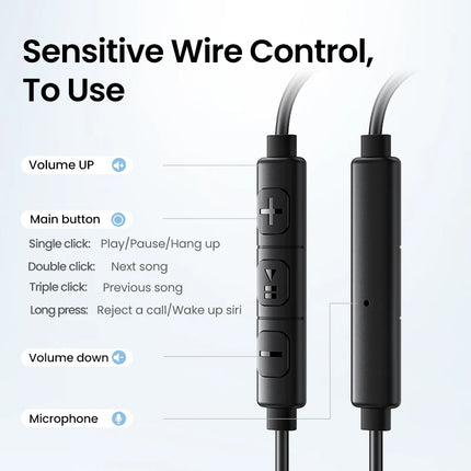 UGREEN Semi-open 3.5mm USB Type C Wired Earbuds with Microphone, Wired Earphones Headphones HiFi Stereo,For Most with 3.5mm Jack