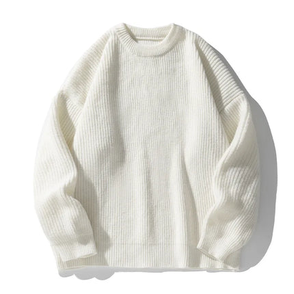 Men's 18oz Heavyweight Chunky Knit Sweater Basic Crew Neck Solid Color Textured Streetwear Winter Thermal Non-Scratch Top
