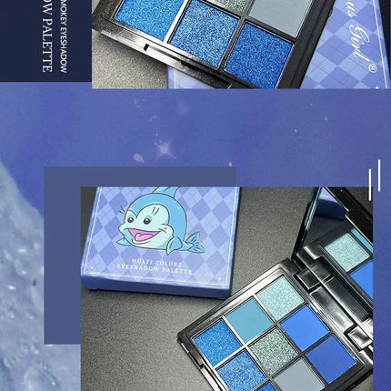 9-color Dolphin Blue Sweat-proof Natural Matte Pearlescent Glitter Eyeshadow Palette Eye Makeup for Music Festival Cosmetics