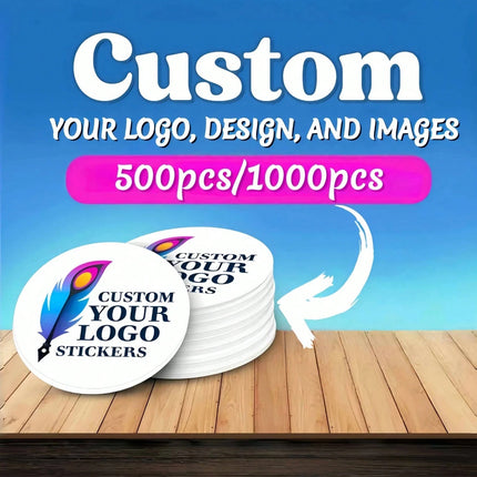 3-8CM Customized Round Stickers –50-1000PCs  Personalized Logo/Text/Image, Thank You Labels for Weddings, Biz, Gifts