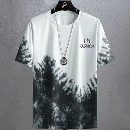 Ice Silk Quick Dry Summer T-Shirt Men's Short Sleeve Loose Fit Sport Casual Thin Trendy round Neck Polyester Fiber Camo Pattern
