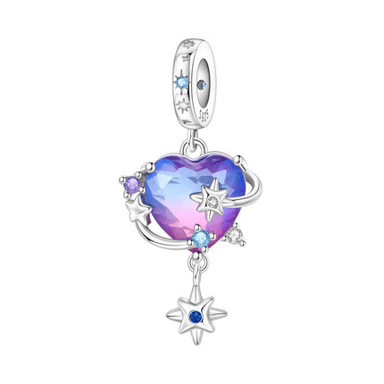 Purple Series 925 Sterling Silver Lily of the Valley Rose Mermaid Witch Hat Charm Fit DIY Bracelet Necklace Charming Gifts