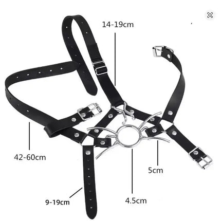 O Ring Open Mouth Spider Gag Ball,Muzzle Bondage Gear,BDSM Leather Harness Mask Blindfold,Sex Toys For Couples