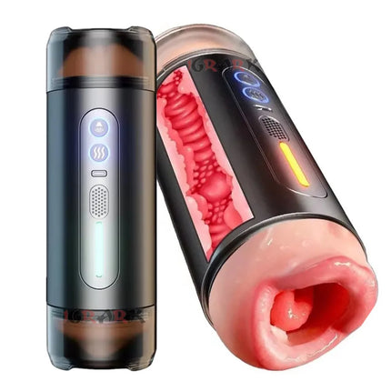 Deep Throat Realistic Oral Vagina Blowjob Heating Vibrating Sex Machine Automatic Masturbation Cup Male Masturbator 18+ Sex Toys