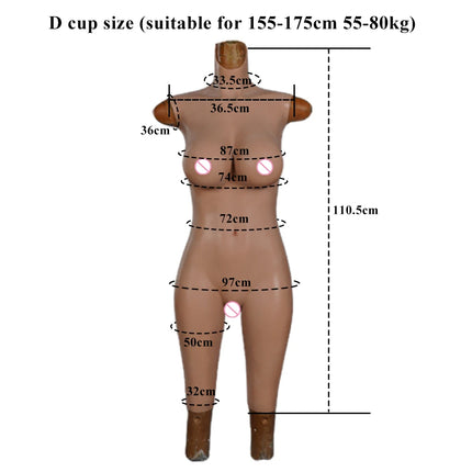 CDG Cup Silicone Bodysuit Full Body Suit Crossdresser Male to Female Fake Boobs Jumpsuit Crossdressing Silicone Bodysuit