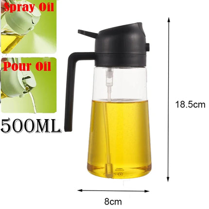 2 in 1 Pour Spray Sprayer Kitchen Fryer Air Spray Oil Dispenser Bottle for Olive Oil Cooking Frying BBQ Camping Large Capacity