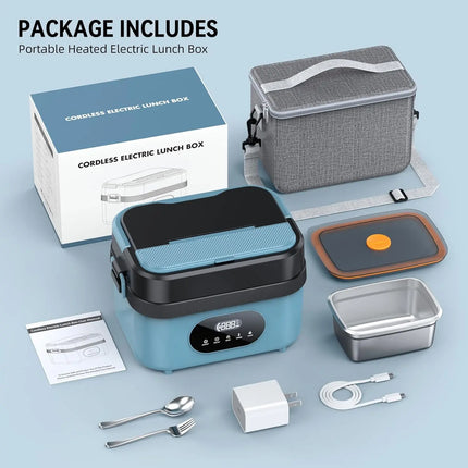 Gison Electric Heated Lunch Box Food Warmer 1.5L 60W Outdoor Camping Bento Picnic Portable Food Heater CarHome Leak Proof Heated