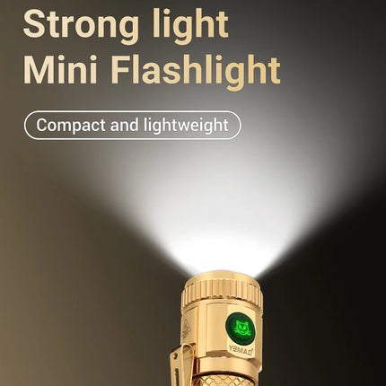 1200lm Mini Flashlight EDC Torch with 4* LEDs and Red Flash Aux LED Copper Metal Pen Flashlight with Magnetic Base Emergency