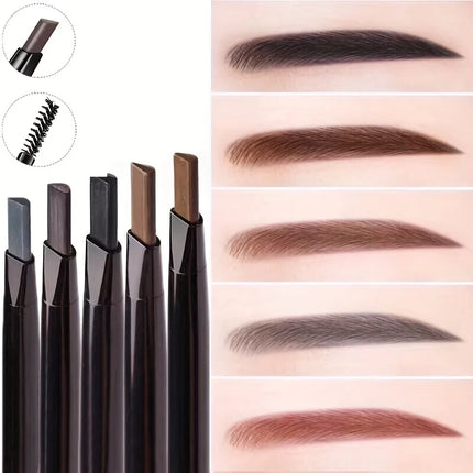 Double Ended Eyebrow Pencil Rotatable Triangle Eye Brow Pen Sweatproof Waterproof Smooth Lasting Beauty With Brush Makeup Tool