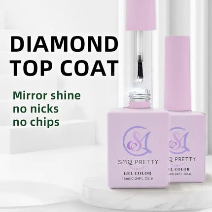 SMQ 15ml Diamond Top Coat For Gel Nail Polish Reinforce Long Lasting UV Soak Off Gel Varnish High Light Nail Art Primer Gel