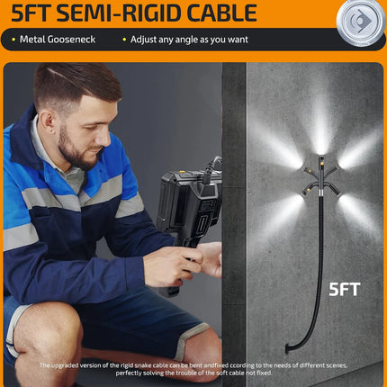 360 ° rotating dual-lens endoscope, 3.9MM 5-inch IPS endoscope inspection camera, automotive mechanical industrial endoscope