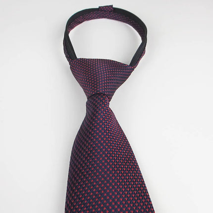 Zipper Ties for Men 8CM Neck Tie Solid Striped  Dots Neckties Men's Automatic Extra Long Navy Blue Lazy Tall Ties Wedding Gift