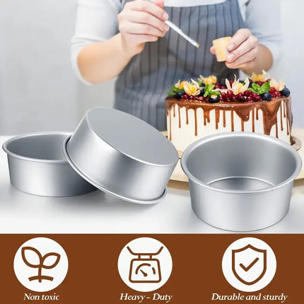 1-PCS Anodized Round Solid Bottom Cake Pan,4/5/6/7/8/9/10 Inch Aluminum Alloy Cake Baking Mold for Kitchen,Oven,Cheesecake,Bread