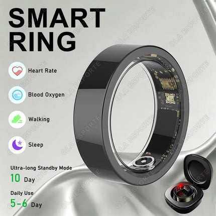 NEW Smart Ring Blood Pressure Heart Rate Sleep Monitoring Smartring IP68 & 5ATM Waterproof Multi-sport Mode Smartring Man Women