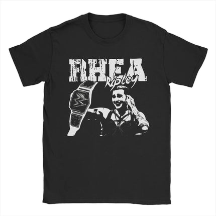 Rhea Ripley B4B Edition T Shirt Men's Cotton Clothes Harajuku  Round Neck Short Sleeve