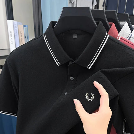 100% Pure Cotton High-End Brand Summer Designer Original Exquisite Embroidered Polo Shirt Men's Comfortable Casual Short Sleeve