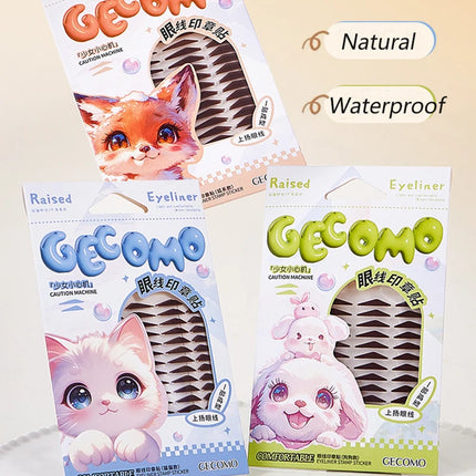 GECOMO Eyeliner Stamp Sticker Waterproof Brown Korean-style Natural Eye Makeup Novice Use Simple Symmetry Eyeliner Seal Stick