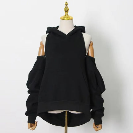 Loose Women's Hoodie Long Sleeve Street Style Sweatshirt Korean Fashion 2025 Autumn New Side Zipper Casual Versatile Top