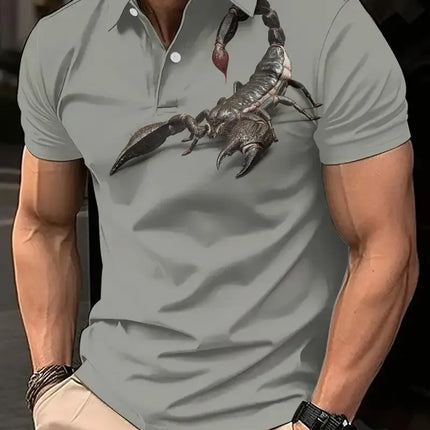 Men's Polo Shirt Animal Graphic Print Outdoor Casual O Neck Fine Horse Short Sleeve Street Fashion Male Oversized Clothing