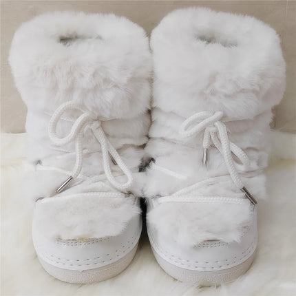 2025 Winter Ankle Boots for Women Platform Antiskid Waterproof Ski Boots Luxury Fluffy Furry Fur Boots Woman's Ankle Booties