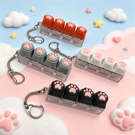 Silicone Soft Cat Claws Keychain Key Ring Pendant Mobile Phone Backpack Pendant Desktop Accessories Decompression Press Tools