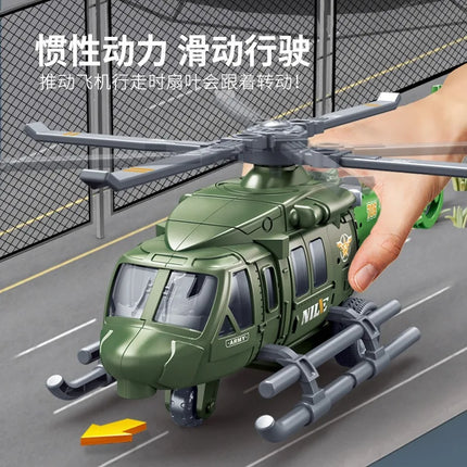 Alloy Military Helicopter Model Rotatable Propeller Simulated Aircraft Mini Aviation Vehicle Desktop Display Collection Gift