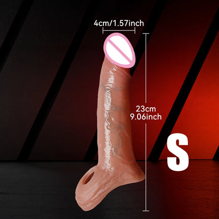 True vein soft lock sperm thickened penis condom dick extender liquid silicone dildo condom delayed ejaculation sex toy for men