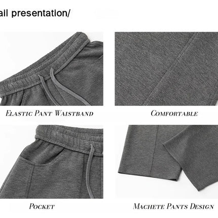 Split-seam Textured Casual Pants for Men Oversized Curved-leg Trousers Draping Relaxed Fit American-Style Athletic Sweatpants