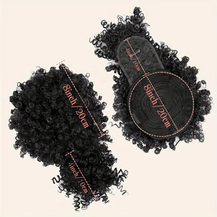 Afro Puff Drawstring Ponytail with Kinky Curly Hair Clip in Bangs Short Synthetic Hair Extensions Updo Hairpieces for Women