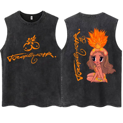 Wash KAROL G 2025 New Album Tropicoqueta Tank Tops Men Women Aesthetic T Shirt Casual Oversized 100% Cotton Sleeveless T Shirts