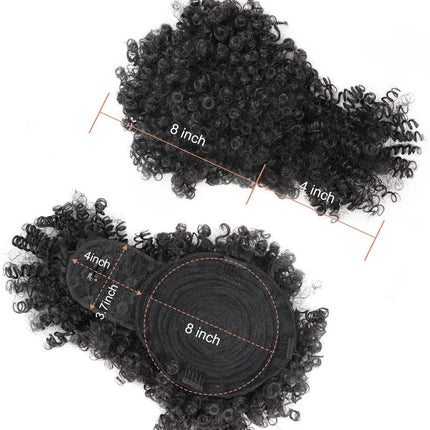 Drawstring Ponytail with Bangs Afro Puff Ponytail Extensions for Women Short Curly Puff Ponytail with Bangs Clip in Wrap Updo Ha