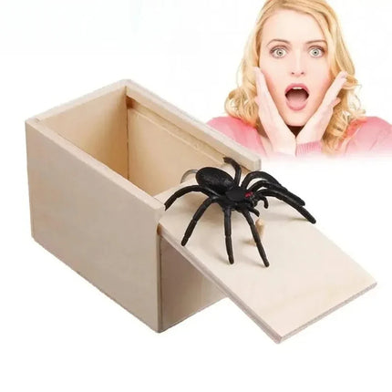 Funny Prank Scare Box Wooden Hidden Box Trick Spider Toy Novelty Joke Game Surprise Prank Gifts For Friend Party