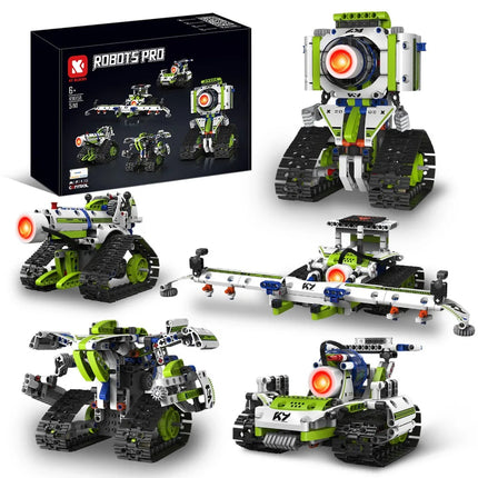 K96158 337PCS 5-in-1 Electric Remote Control Programmable Robot Building Blocks STEM Educational Coding Toy with Digital Display