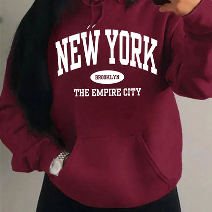 New York City Brooklyn Creative Letter Printed Female Hoodies Multicolor Loose Hoody Y2K Street Sportswear Fleece Hoodie Unisex