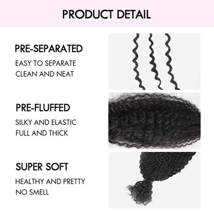 Kinky Twist Crochet Braiding Hair 100% Human hair Bundles 22Inch Sleek Curly Human Hair Bulks QVR 1 PCS Afro Kinky V Bulk Hair